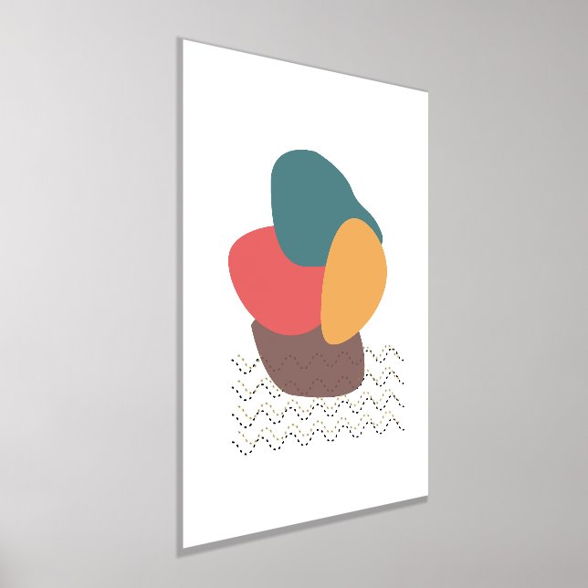 Orange Shapes Artistic Modern Composition 4 Foil Prints (Laydown)