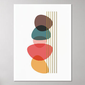 Orange Shapes Artistic Modern Composition Foil Prints
