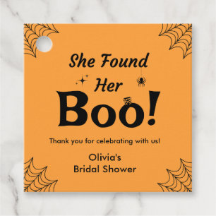 Orange She Found Her Boo Halloween Bridal Shower  Favour Tags