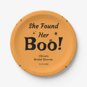 Orange She Found Her Boo Halloween Bridal Shower  Paper Plate