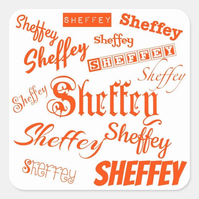 Orange Sheffey Fonts - 9569 fro weddings Square Sticker (Front)