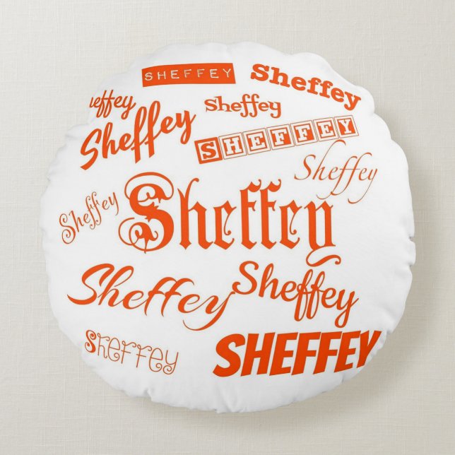 Orange Sheffey Fonts - 9569 Round Cushion (Front)