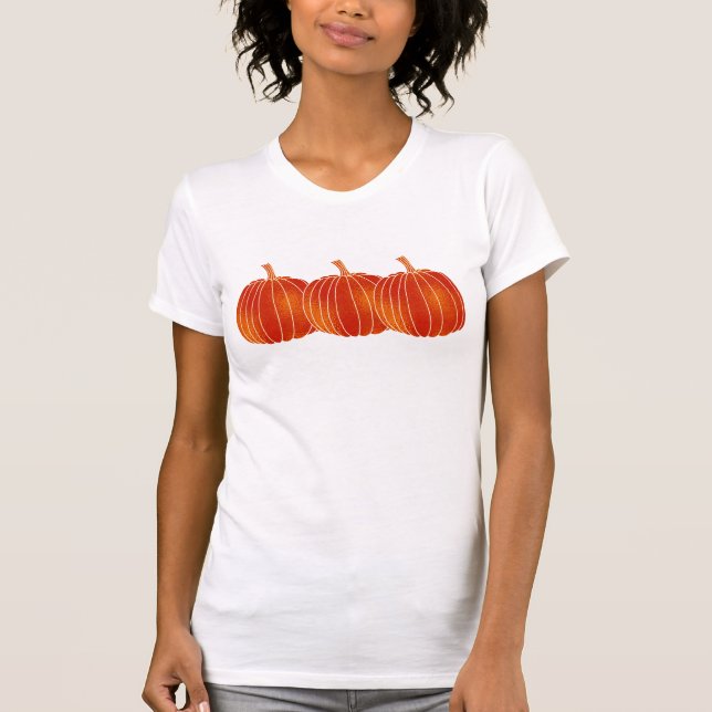 Orange Shiny Fall Halloween Autumn Pumpkins Custom T-Shirt (Front)
