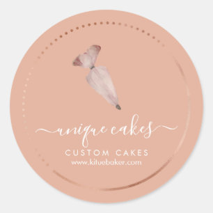 Orange Simple Bakery Logo Pastry Chef Classic Round Sticker