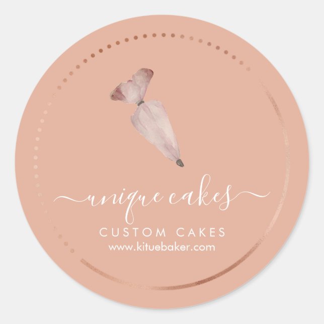 Orange Simple Bakery Logo Pastry Chef Classic Round Sticker (Front)