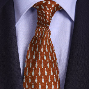 Orange Simple Bowling Pin Design Tie