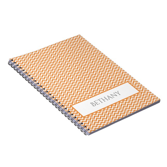 Orange Simple Chevron Personalised Notebook (Right Side)