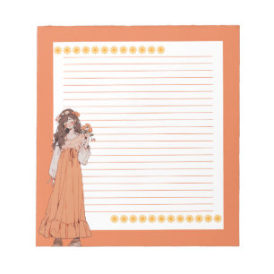 Orange Simple Cute Anime Boho Notepad