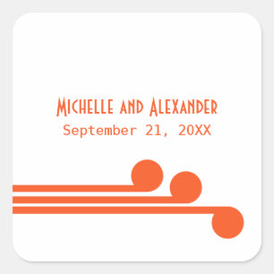 Orange Simple Deco Chic Wedding Stickers