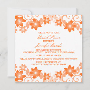 Orange Simple Floral Bridal Shower Invite