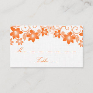 Orange Simple Floral Wedding Place Card
