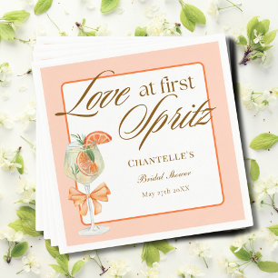 Orange Simple Love At First Spritz Bridal Shower Napkin