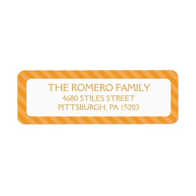 Orange Simple Stripes Custom Personalised Return Address Label (Front)