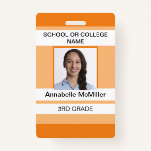 Orange Simple Teacher ID Badge