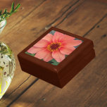 Orange Single Dahlia Floral Gift Box<br><div class="desc">Store trinkets,  jewellery and other small keepsakes in this wooden gift box with ceramic tile that features the photo image of an orange,  single Dahlia flower. A lovely,  floral design! Select your gift box size and colour.</div>