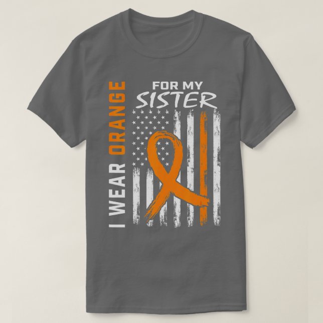 Orange Sister Leukaemia Awareness Flag Brother Sib T-Shirt (Design Front)