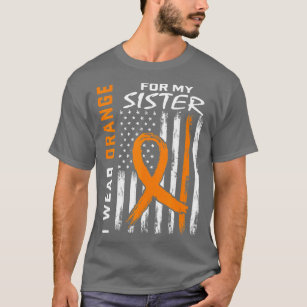 Orange Sister Leukaemia Awareness Flag Brother Sib T-Shirt