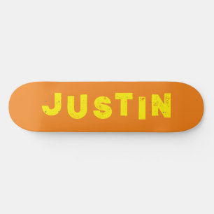 Orange skateboard solid color personalised name