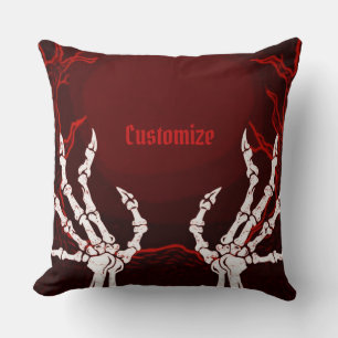 Orange Skeleton Hands Cushion