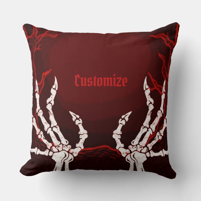 Orange Skeleton Hands Cushion (Front)