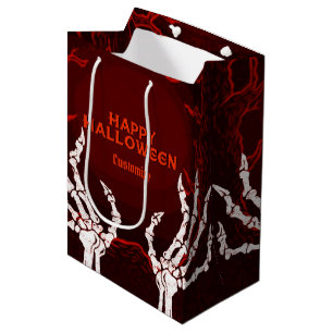 Orange Skeleton Hands Medium Gift Bag