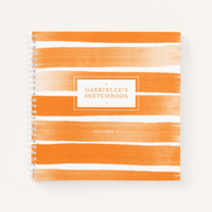 Orange Sketchbook Stripes Your Name Journal
