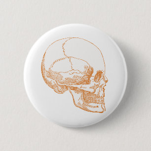 orange skull 6 cm round badge