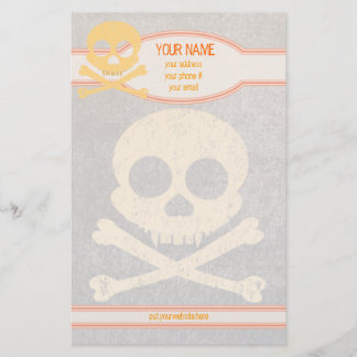 Orange Skull Distressed Personalised Stationery