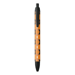 Orange Skull Fashion Pattern Black Ink Pen