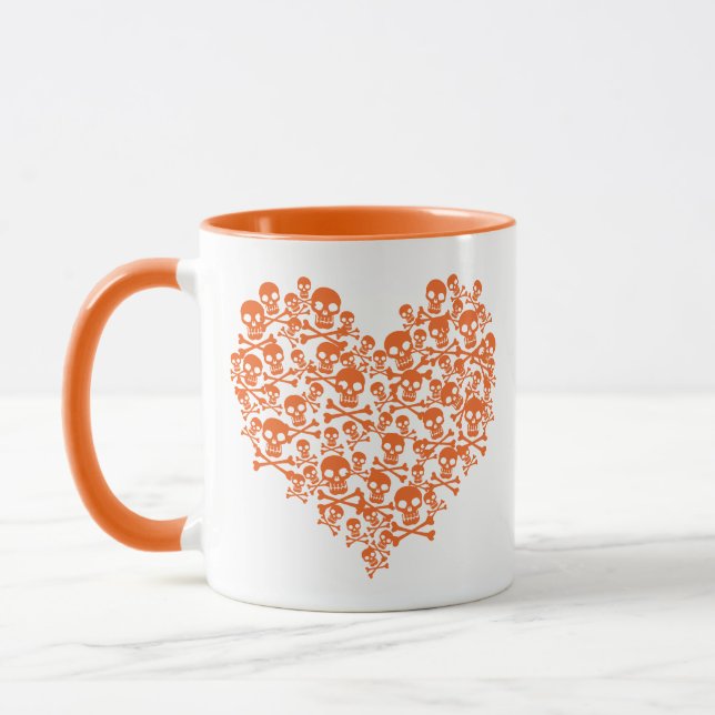 Orange Skull Heart Mug (Left)
