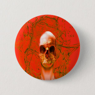 Orange Skull in Water 6 Cm Round Badge
