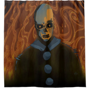 Orange Skull Shower Curtain