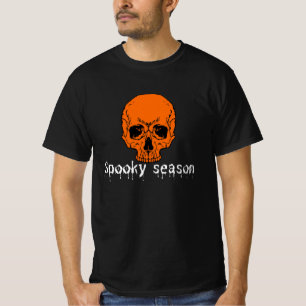 Orange Skull Spooky Season Dripping Font Halloween T-Shirt