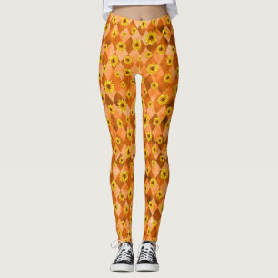 Orange Skulls and Sunflower Series Design 2 Leggings