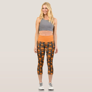 Orange Skulls and Sunflower Series Design 3 Capri Leggings
