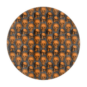 Orange Skulls and Sunflower Series Design 3 Cutting Board