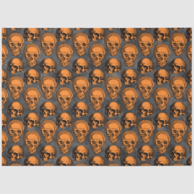 Orange Skulls and Sunflower Series Design 3 Tissue Paper (Front)