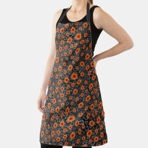 Orange Skulls and Sunflower Series Design 4 Apron