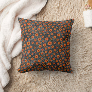 Orange Skulls and Sunflower Series Design 4 Cushion