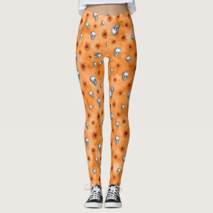 Orange Skulls and Sunflower Series Design 8 Leggings