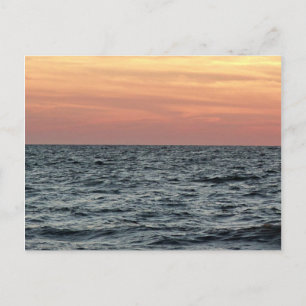 Orange Sky Sunset Over Calm Ocean Postcard