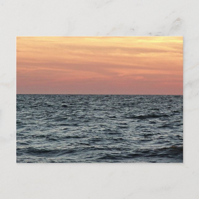 Orange Sky Sunset Over Calm Ocean Postcard (Front)