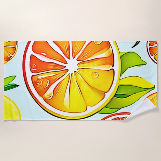 Orange Slice: Citrus Art Beach Towel (Front)