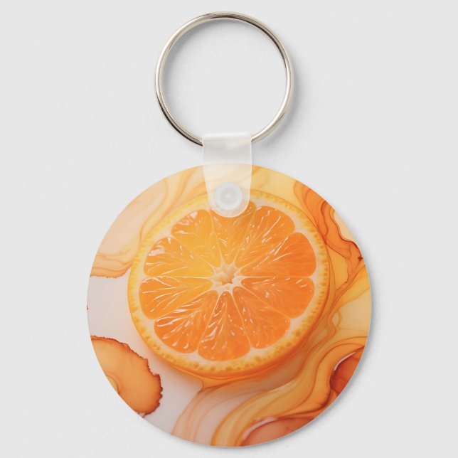 Orange Slice Citrus Swirl Key Ring (Front)