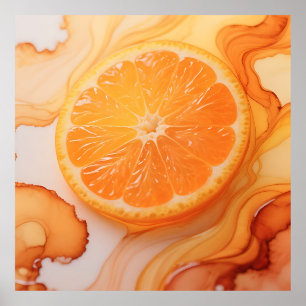 Orange Slice Citrus Swirl Poster