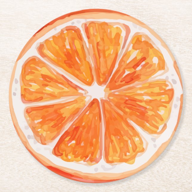 Orange slice Citrus theme Bridal Shower  Round Paper Coaster (Front)