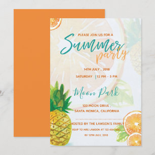 Orange Slice Cool Summer Party Invitation