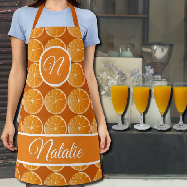 Orange slice pattern - monogrammed   Apron (Creator Uploaded)