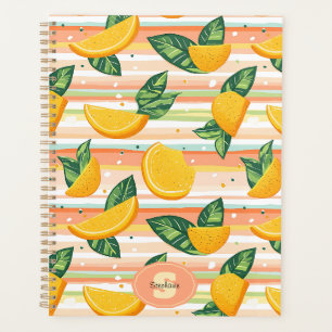 Orange Slice Pattern with Green Leaves on Pastel Planner