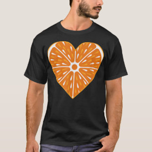 Orange Slice Shaped Heart Vegan Fruit Citrus Orang T-Shirt